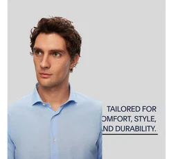 D'S DAMAT Businesshemd mit italienischem Kragen Hellblau/Blau