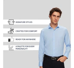 D'S DAMAT Businesshemd mit italienischem Kragen Hellblau/Blau