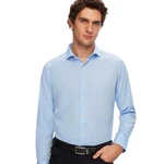 D'S DAMAT Businesshemd mit italienischem Kragen Hellblau/Blau