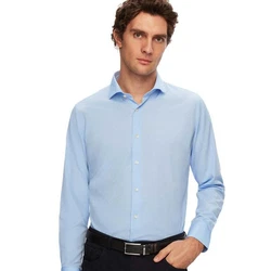 D'S DAMAT Businesshemd mit italienischem Kragen Hellblau/Blau