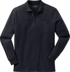 Jacques Britt Langarm-Poloshirt Superweich Schwarz/Blau/Dunkelblau/Dunkelgrau