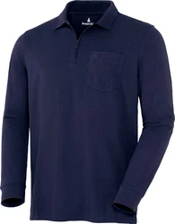 Jacques Britt Langarm-Poloshirt Superweich Dunkelblau/Blau