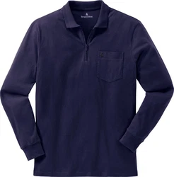 Jacques Britt Langarm-Poloshirt Superweich Dunkelblau/Blau