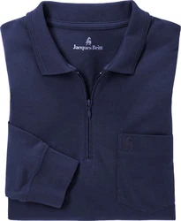 Jacques Britt Langarm-Poloshirt Superweich Dunkelblau/Blau