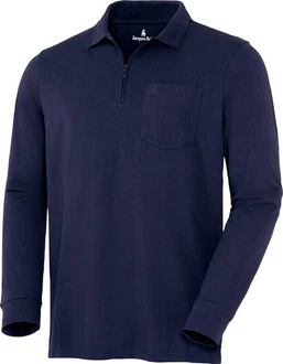 Jacques Britt Langarm-Poloshirt Superweich Dunkelblau/Blau