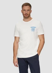s.Oliver Kurzarmshirt mit Frontprint Artwork Weiß/Creme/Blau