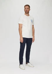 s.Oliver Kurzarmshirt mit Frontprint Artwork Weiß/Creme/Blau