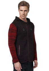 Rusty Neal Strickjacke mit Kapuze Braun/Dunkelrot/Bordeaux
