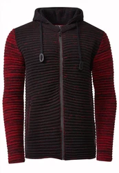 Rusty Neal Strickjacke mit Kapuze Braun/Dunkelrot/Bordeaux