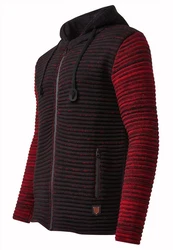 Rusty Neal Strickjacke mit Kapuze Braun/Dunkelrot/Bordeaux