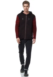 Rusty Neal Strickjacke mit Kapuze Braun/Dunkelrot/Bordeaux