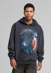 Mister Tee Thorned Mask Oversized Hoody Dunkelgrau/Schwarz/Braun/Grau