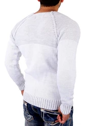 Reslad Strickpullover Herren Two Tone Rundhals Pullover RS-16081 