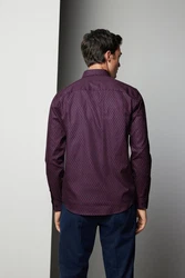 Next Langarmhemd Formelles Hemd mit Print und Sportmanschetten Rot/Lila/Dunkelrot/Bordeaux