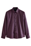 Next Langarmhemd Formelles Hemd mit Print und Sportmanschetten Rot/Lila/Dunkelrot/Bordeaux