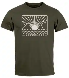 Print-Shirt Herren T-Shirt Outdoor Grafik Line Art Berge Sonne Natur Mnner mit Print