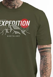 Neverless Print-Shirt Herren T-Shirt Outdoor Berge Wandern Naturliebhaber Expedition Dunkelgrün/Khaki/Braun