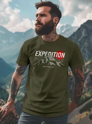 Neverless Print-Shirt Herren T-Shirt Outdoor Berge Wandern Naturliebhaber Expedition Dunkelgrün/Khaki/Braun