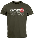 Neverless Print-Shirt Herren T-Shirt Outdoor Berge Wandern Naturliebhaber Expedition Dunkelgrün/Khaki/Braun