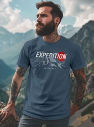 Neverless Print-Shirt Herren T-Shirt Outdoor Berge Wandern Naturliebhaber Expedition Blau/Hellblau