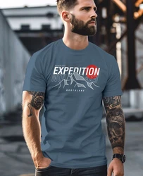 Neverless Print-Shirt Herren T-Shirt Outdoor Berge Wandern Naturliebhaber Expedition Blau/Hellblau