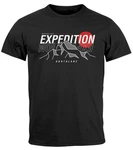 Neverless Print-Shirt Herren T-Shirt Outdoor Berge Wandern Naturliebhaber Expedition Schwarz/Rosa/Rot/Braun