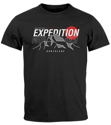 Neverless Print-Shirt Herren T-Shirt Outdoor Berge Wandern Naturliebhaber Expedition Schwarz/Rosa/Rot/Braun