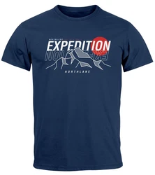 Neverless Print-Shirt Herren T-Shirt Outdoor Berge Wandern Naturliebhaber Expedition Blau/Dunkelblau/Hellblau