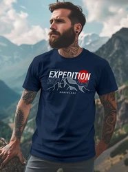 Neverless Print-Shirt Herren T-Shirt Outdoor Berge Wandern Naturliebhaber Expedition Blau/Dunkelblau/Hellblau
