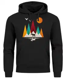 Hoodie Hoodie Herren Berge Elch Natur Polygon Outdoor Printshirt Aufdruck