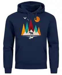 Hoodie Hoodie Herren Berge Elch Natur Polygon Outdoor Printshirt Aufdruck