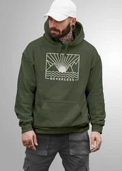 Neverless Hoodie Herren Print Outdoor Grafik Line Art Berge Sonne Natur 