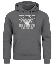 Neverless Hoodie Herren Print Outdoor Grafik Line Art Berge Sonne Natur Hellgrau/Grau/Dunkelgrau/Braun