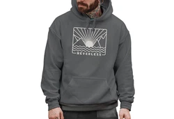 Neverless Hoodie Herren Print Outdoor Grafik Line Art Berge Sonne Natur Hellgrau/Grau/Dunkelgrau/Braun