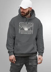 Neverless Hoodie Herren Print Outdoor Grafik Line Art Berge Sonne Natur Hellgrau/Grau/Dunkelgrau/Braun