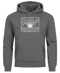Neverless Hoodie Herren Print Outdoor Grafik Line Art Berge Sonne Natur Hellgrau/Grau/Dunkelgrau/Braun