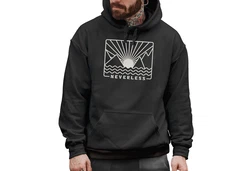 Neverless Hoodie Herren Print Outdoor Grafik Line Art Berge Sonne Natur Schwarz/Braun/Gelb