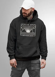 Neverless Hoodie Herren Print Outdoor Grafik Line Art Berge Sonne Natur Schwarz/Braun/Gelb