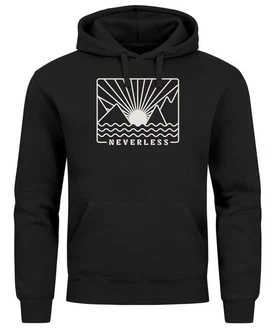 Neverless Hoodie Herren Print Outdoor Grafik Line Art Berge Sonne Natur