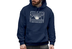 Neverless Hoodie Herren Print Outdoor Grafik Line Art Berge Sonne Natur Dunkelblau