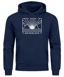 Neverless Hoodie Herren Print Outdoor Grafik Line Art Berge Sonne Natur Dunkelblau Neverless Hoodie Herren Print Outdoor Grafik Line Art Berge Sonne Natur Dunkelblau