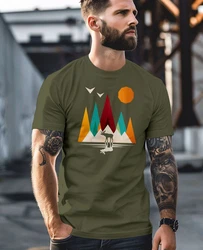 Neverless Print-Shirt Herren T-Shirt Berge Elch Polygon Natur Outdoor Dunkelgrün/Grün/Khaki/Türkis