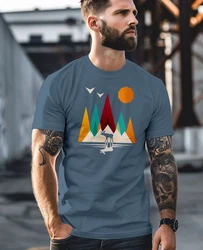 Neverless Print-Shirt Herren T-Shirt Berge Elch Polygon Natur Outdoor Blau/Türkis/Dunkelblau/Grau