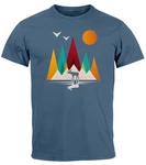 Neverless Print-Shirt Herren T-Shirt Berge Elch Polygon Natur Outdoor Blau/Türkis/Dunkelblau/Grau