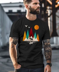 Neverless Print-Shirt Herren T-Shirt Berge Elch Polygon Natur Outdoor Schwarz/Türkis/Braun