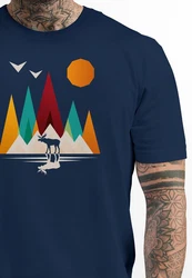Neverless Print-Shirt Herren T-Shirt Berge Elch Polygon Natur Outdoor Dunkelblau/Blau