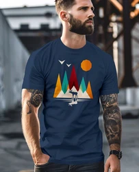 Neverless Print-Shirt Herren T-Shirt Berge Elch Polygon Natur Outdoor Dunkelblau/Blau
