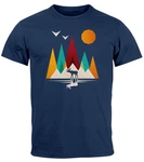 Neverless Print-Shirt Herren T-Shirt Berge Elch Polygon Natur Outdoor Dunkelblau/Blau