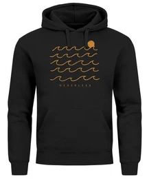 Hoodie Hoodie Herren Print Minimalismus Wellen Sonne Meer Aufdruck