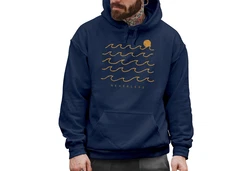 Neverless Hoodie Herren Print Minimalismus Wellen Sonne Meer Dunkelblau/Blau/Hellblau